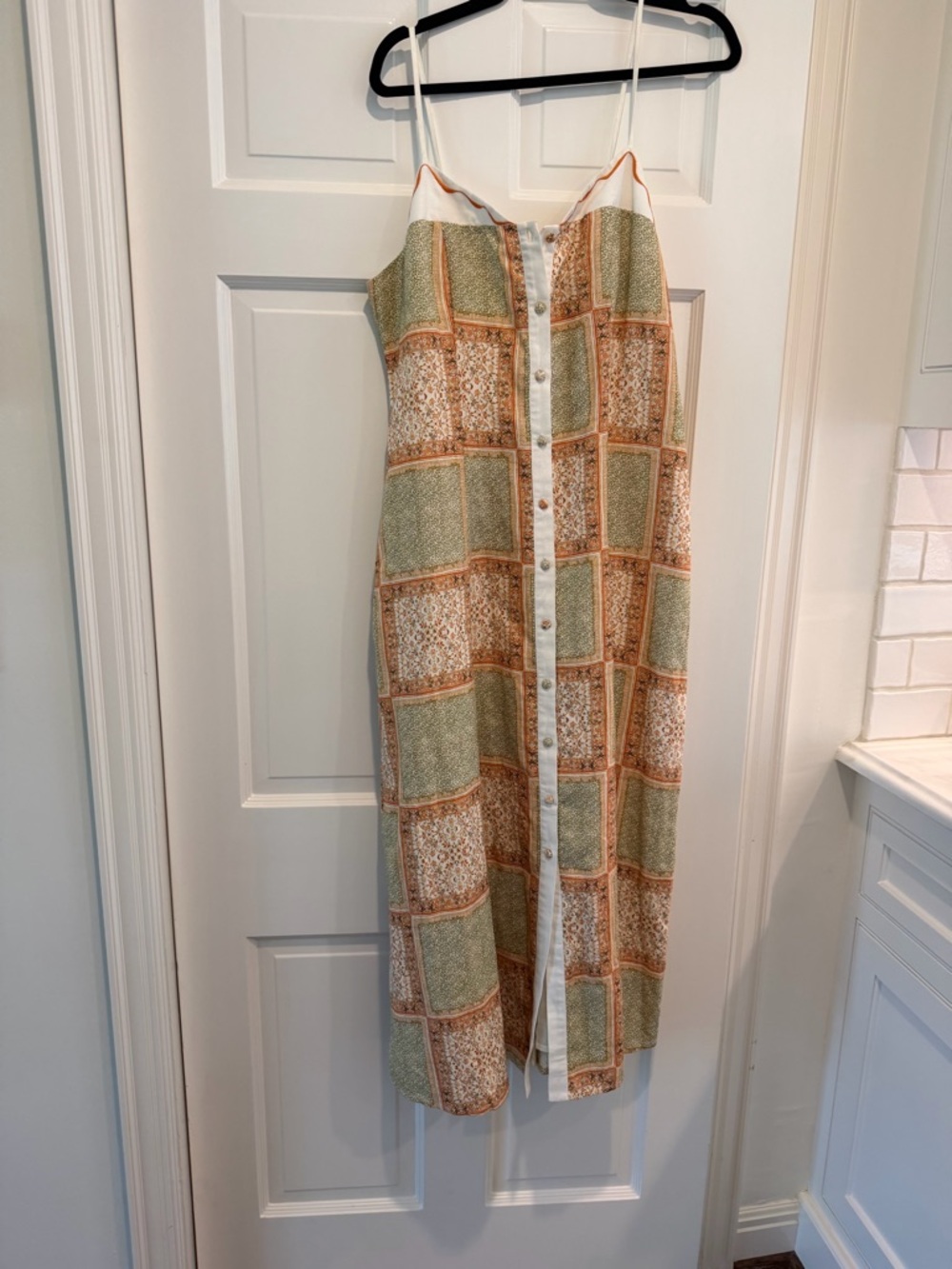 Anna Cate Reece Dress Orange Field Patchwork NWT Linen
